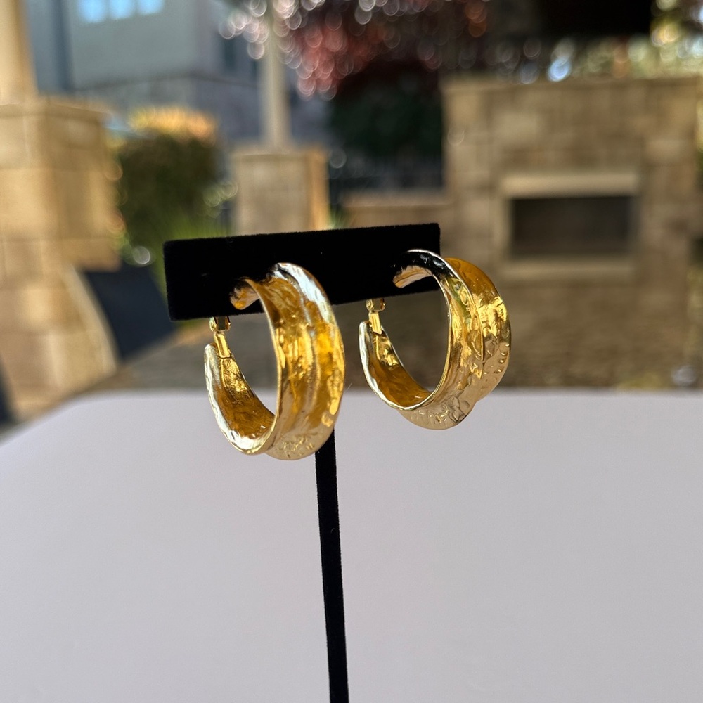 Elegant Brushed Gold Hoop Earrings